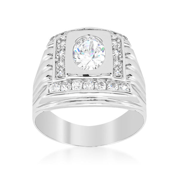 Mens Cubic Zirconia Square Ring