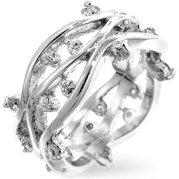 Rhodium Plated Zircon Vines Ring