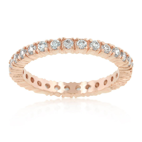 Rose Gold Finish Cubic Zirconia Eternity Band