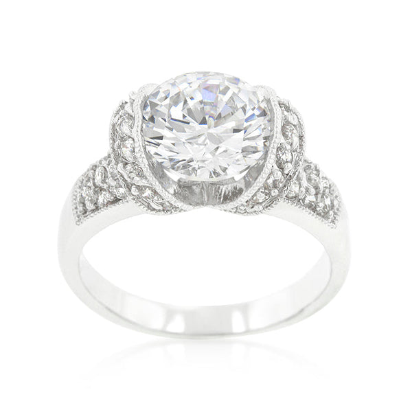 Tension Set Cubic Zirconia Engagement Ring