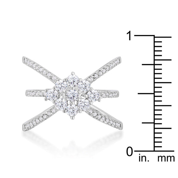 Rhodium Plated Mindy 0.8ct CZ Delicate Triple Wrap Ring