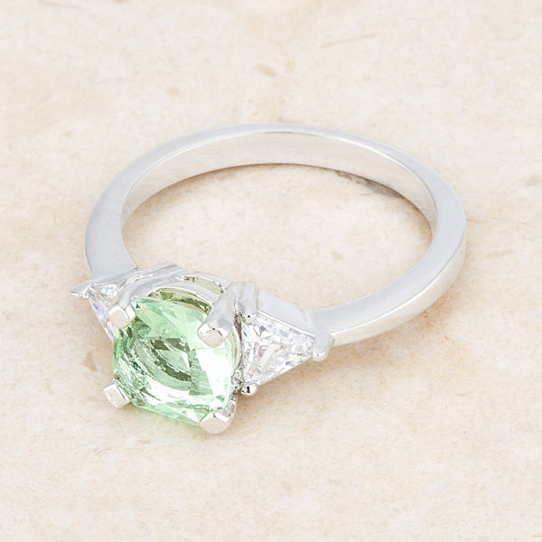 Shonda 1.8ct Peridot CZ Rhodium Cushion Classic Statement Ring