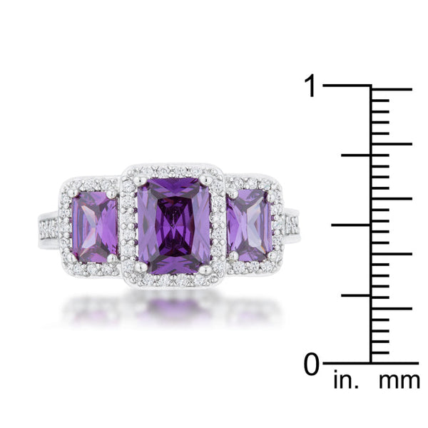 Rita 2.3ct Amethyst CZ Rhodium Classic Trio Ring