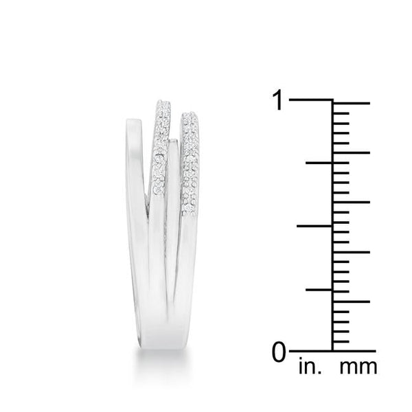 Lynn 0.25ct CZ Rhodium Twisted Trio Band Ring