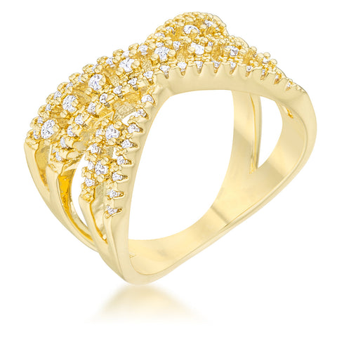 Sandy 0.37ct CZ 14k Gold Classic Criss Cross Ring