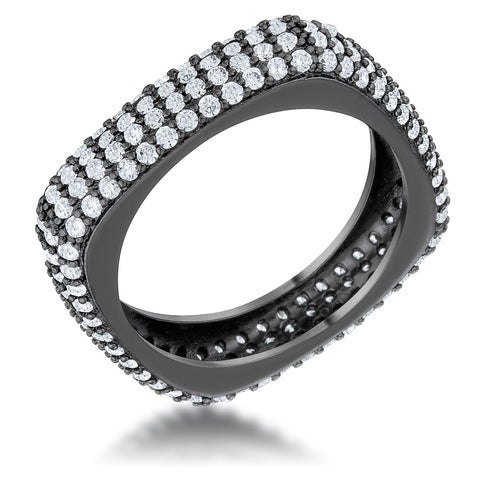 Jana 1.29ct CZ Hematite Contemporary Square Band Ring