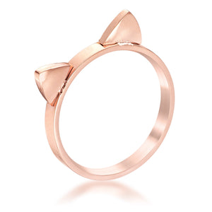 Stainless Steel Rose Goldtone Cat Ear Ring