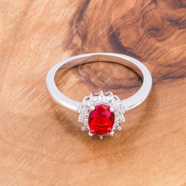 Ruby Red CZ Petite Oval Ring