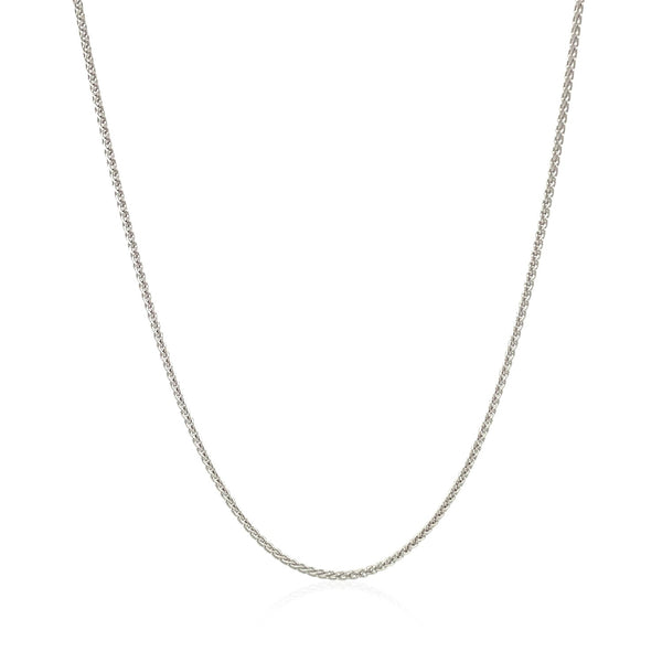 14k White Gold Round Wheat Chain 1.0mm