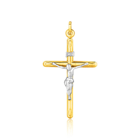 14k Two Tone Gold Cross Pendant