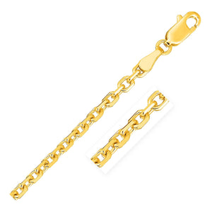 2.6mm 18k Yellow Gold Diamond Cut Cable Link Chain