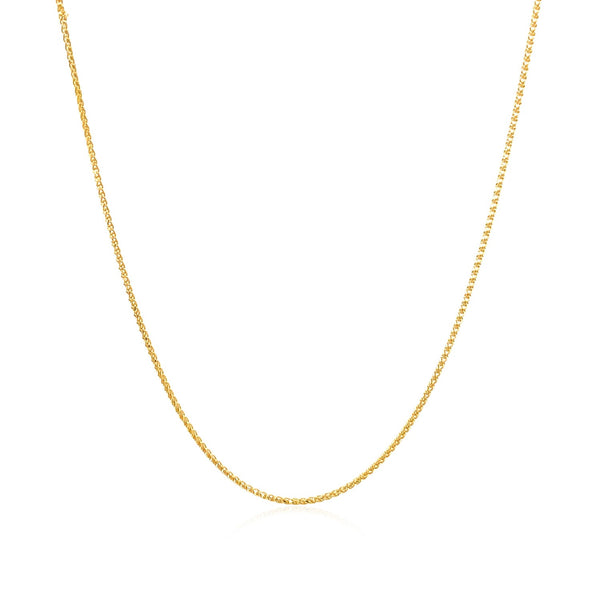 14k Yellow Gold Diamond Cut Round Wheat Chain 0.6mm