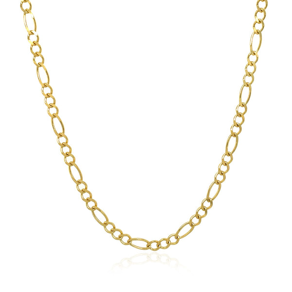 3.0mm 10k Yellow Gold Solid Figaro Chain