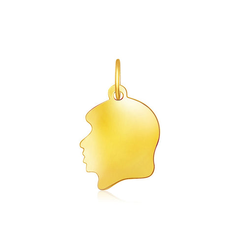 14k Yellow Gold Small Girl Head Charm