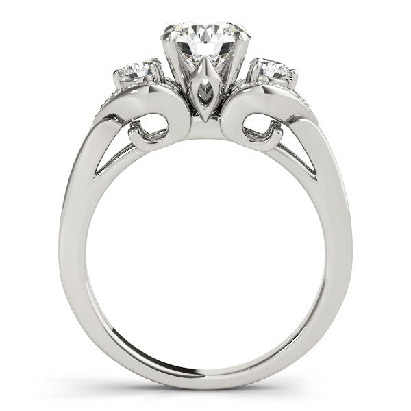 14k White Gold 3 Stone Diamond Engagement Antique Style Ring (1 3/8 cttw)