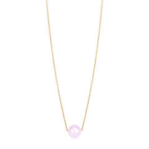 14k Rose Gold Pearl Solitaire Necklace