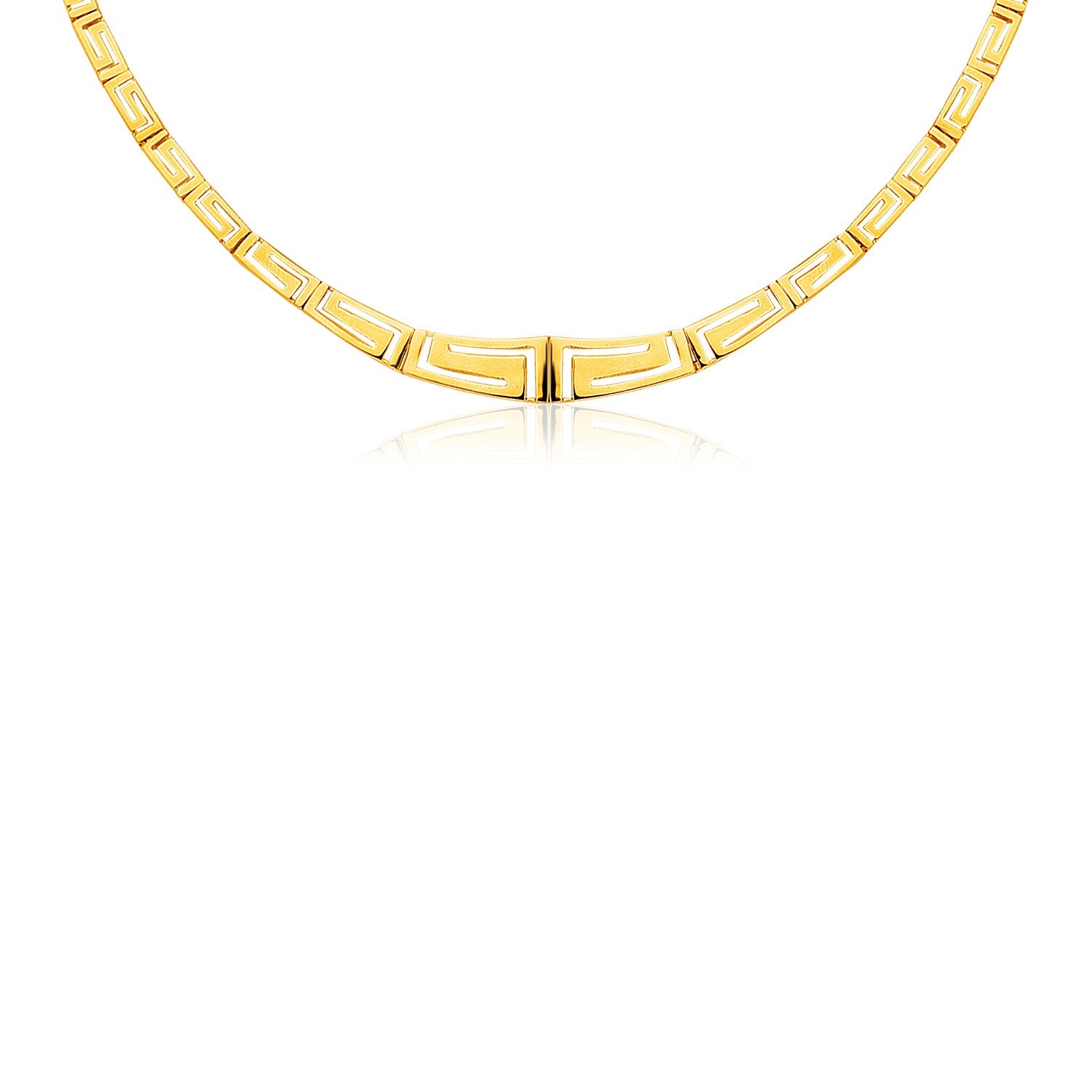 14K Yellow Gold Necklace with Graduated Greek Meander Motif Links