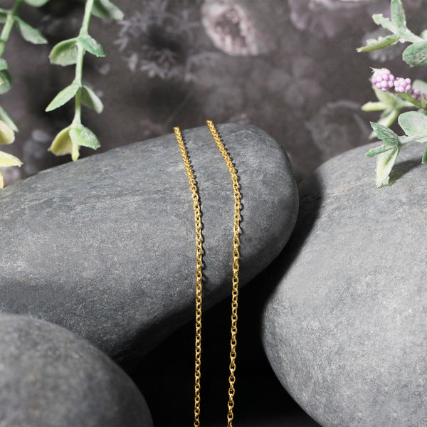 18k Yellow Gold Round Cable Link Chain 1.5mm