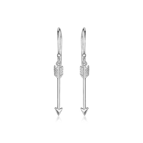 Sterling Silver Polished and Textured Arrow Earrings