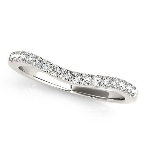 14k White Gold Curvy Style Pave Set Diamond Wedding Band (1/5 cttw)