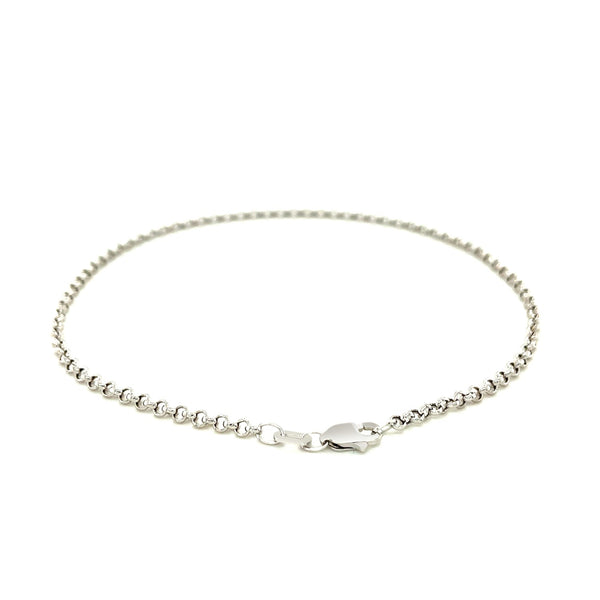 2.3mm 10k White Gold Rolo Anklet