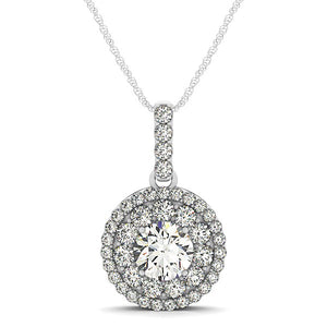 14k White Gold Diamond Halo Round Shape Pendant (1 1/4 cttw)