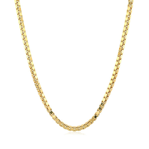 2.0mm 14k Yellow Gold Semi Solid Box Chain