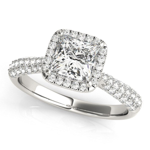 14k White Gold Halo Pave Band Diamond Engagement Ring (1 1/3 cttw)