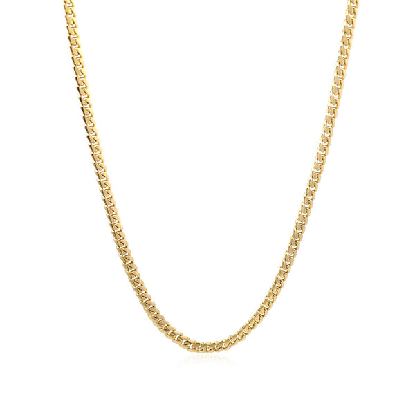 3.2mm 10k Yellow Gold Classic Solid Miami Cuban Chain