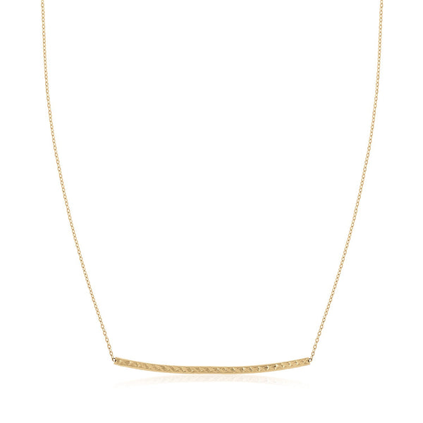 14k Yellow Gold Thin Textured Bar Necklace