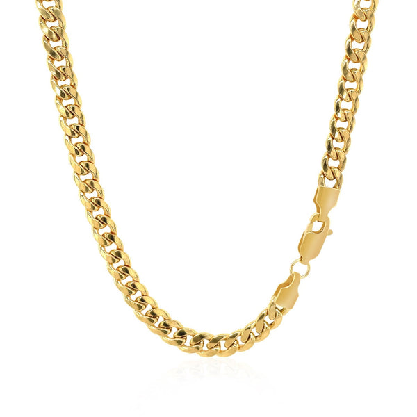 4.5mm 10k Yellow Gold Miami Cuban Semi Solid Chain