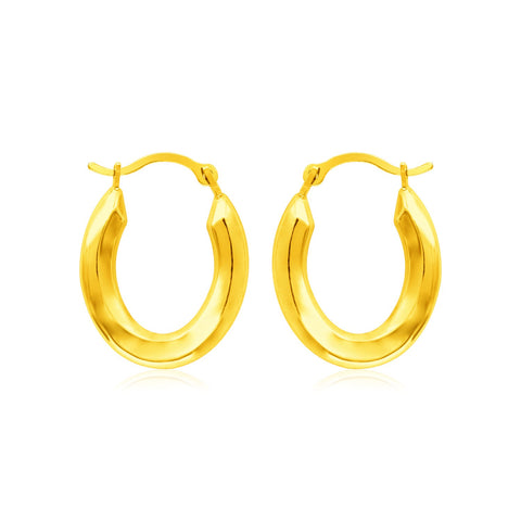 14k Yellow Gold Polished Oval Hoop Earrings