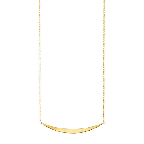 14k Yellow Gold Necklace with Polished Curved Bar Pendant