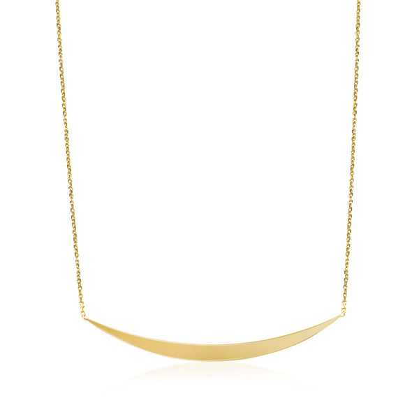 14k Yellow Gold Necklace with Polished Curved Bar Pendant