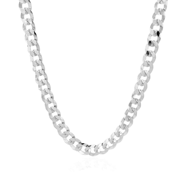 Rhodium Plated 5.6mm Sterling Silver Curb Style Chain