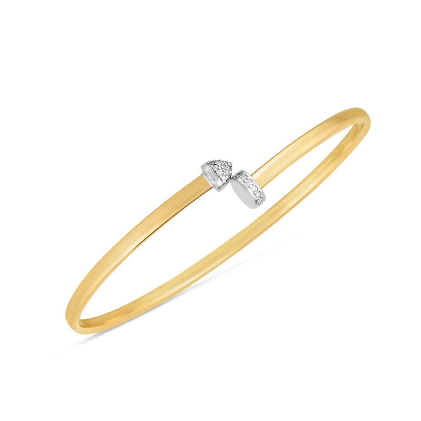 14k Two Tone Gold Diamond Hardware Bangle